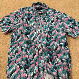 Men's Leaf Pattern Button Down Shirt